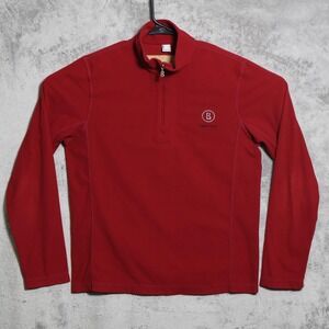 Bogner Fire Ice Pullover Mens Small Burgundy Red Mock Neck 1/4 Zip Fleece Logo